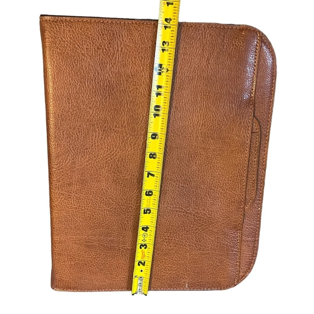 Handmade Brown Leather Portfolio/Document Binder Textured Leather Top Handle Bag